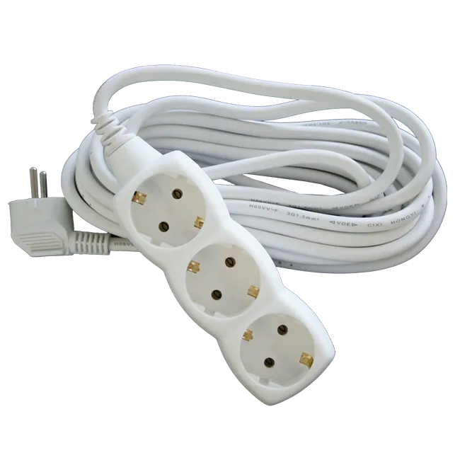 PRODUŽNI KABL + 3 UTIČNICE  3X1,5mm2 - 5m  BELI