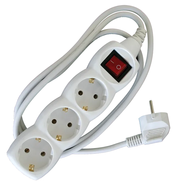 PRODUŽNI KABL + 3 UTIČNICE + PREKIDAČ  3X1,5mm2 - 1,5m   BELI