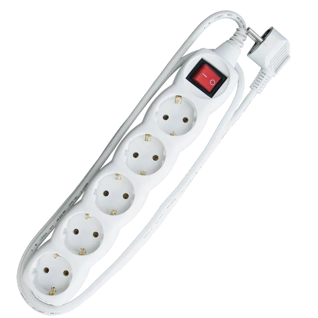 PRODUŽNI KABL + 5 UTIČNICA + PREKIDAČ 3X1,5mm2 -1.5m  BELI