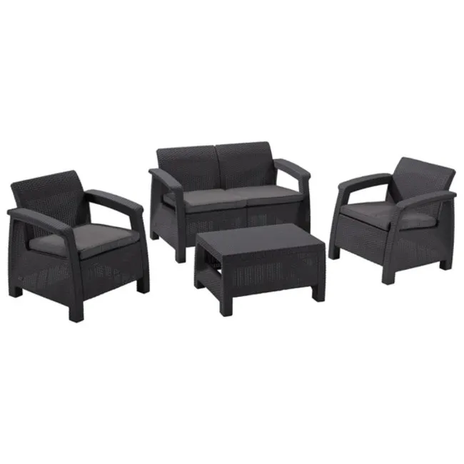 SET CORFU  STO/DVE FOTELJE/SOFA SIVI