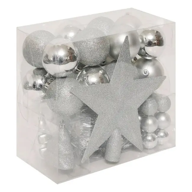 Set novogodisnje dekoracije srebrna 44 kom