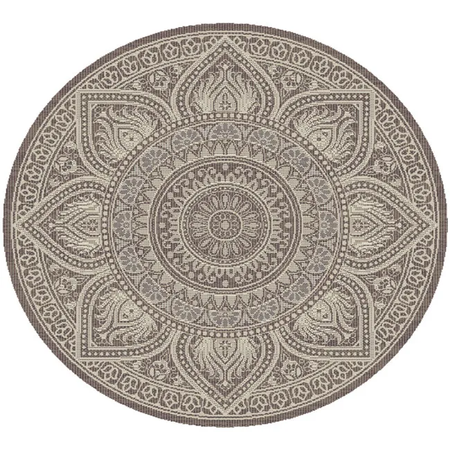 TEPIH OUTDOOR OKRUGLI  SLONOVA KOST/SREBRNO /TAUPE 200CM