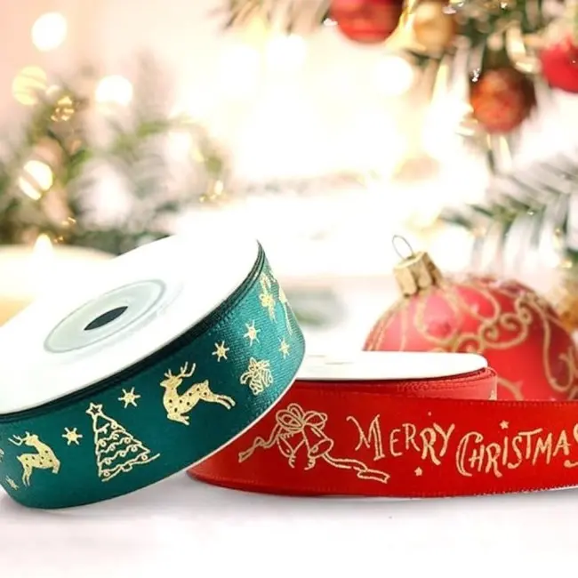 Traka zlatna print 2,5x200cm