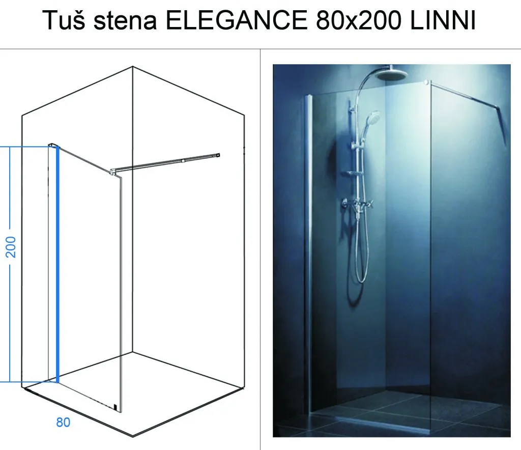 Tuš stena elegance 80x200 linni