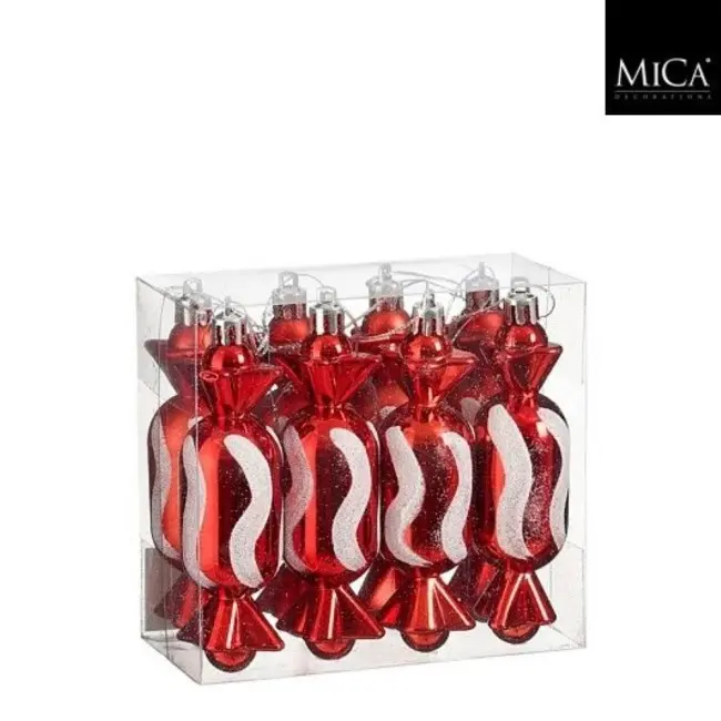 Ukras bombona crvena 8 kom - l11xw3xh3cm