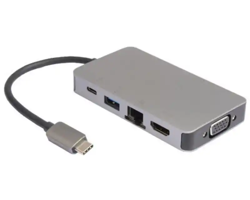 Adapter konverter USB Tip C 3.1 - HDMI/VGA/2xUSB 3.0/RJ45/Tip C E-g...