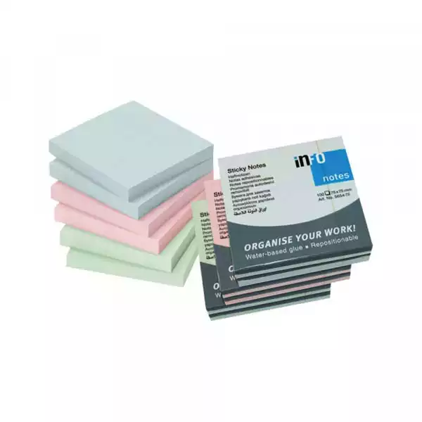Info notes Samolepljivi blokčići 75x75 Info notes pastel zeleni 5...