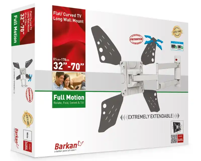 Nosač za TV Barkan 3400LW.W 32-70/vesa max 600x400/40kg/zglobni