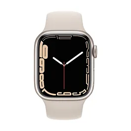 Apple Watch Series 7 GPS, 41mm Starlight Aluminium Case with Starlight Sport Band - Regular