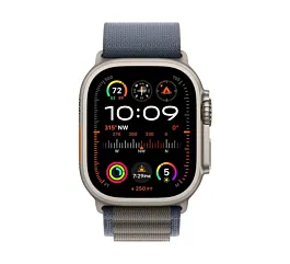 Apple Watch Ultra 2 GPS MREQ3SE/A + Cellular, 49mm Titanium Case with Blue Alpine Loop - Large