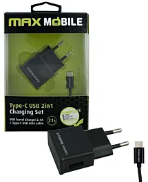 MAX MOBILE Punjač za mobilni telefon 2U1 TYPE C 2.1A