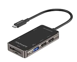 Promate USB HUB LINKHUB-C2 USB type C - Sivi