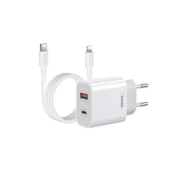 Remax Strujni Fast punjač USB 3.0 + Tip-C 20W RP-U68 + Kabl iPhone