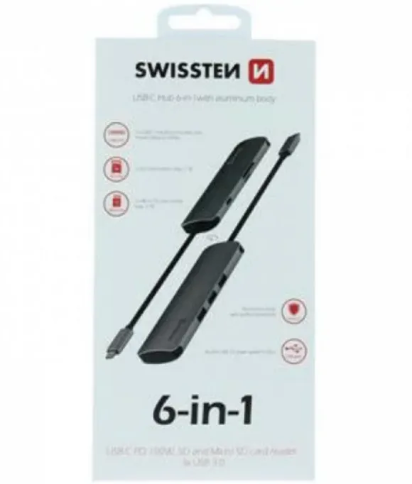 Swissten Čitač kartice HUB TIP C 6in1