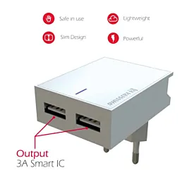 Swissten Punjač 2 x USB 3A + TYPE C WH - Beli