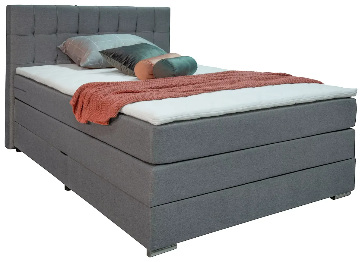 BOXSPRING KREVET 140/200 cm siva