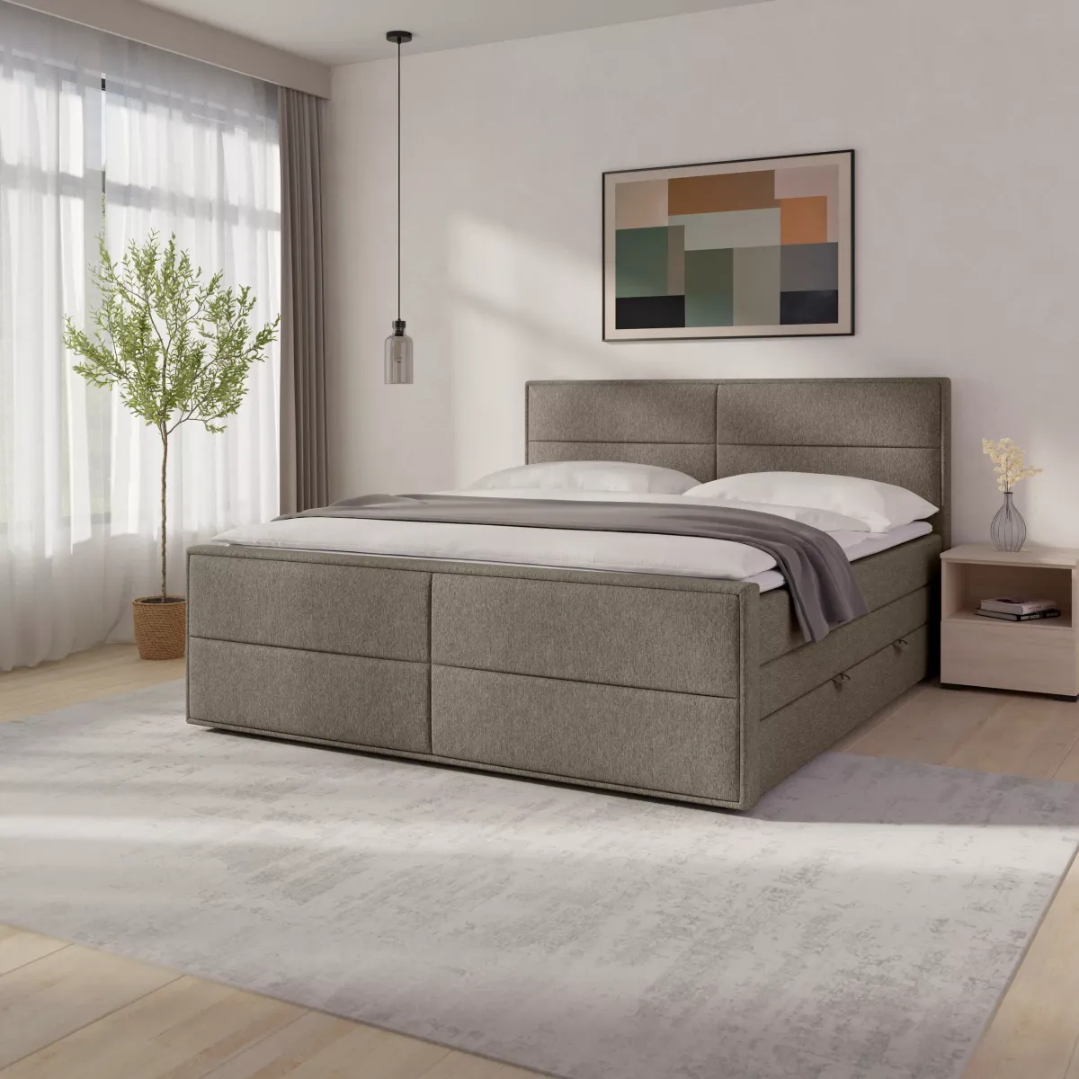 BOXSPRING KREVET 180/200 cm bež