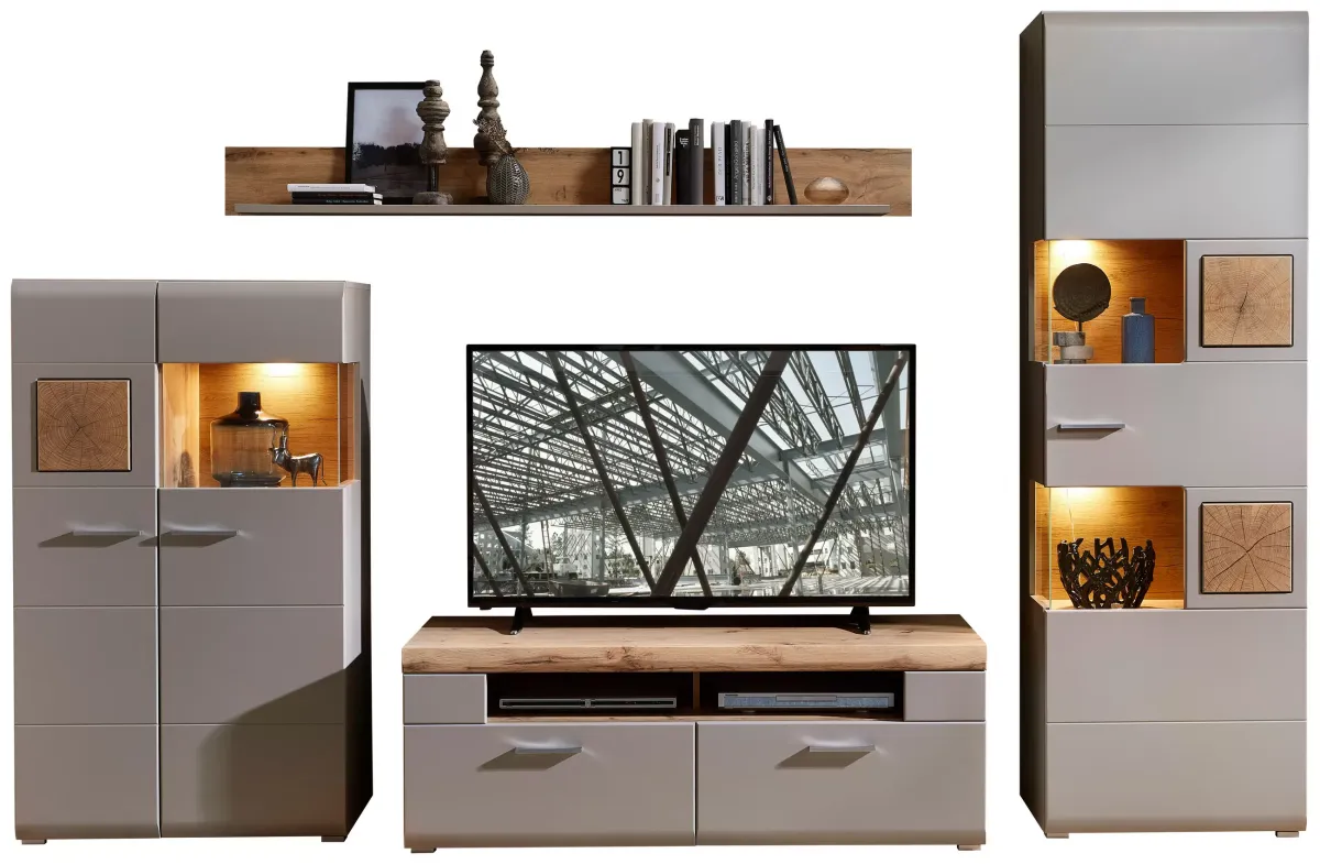 FLEKSIBILNI REGAL ZA SOBU siva, boja hrasta