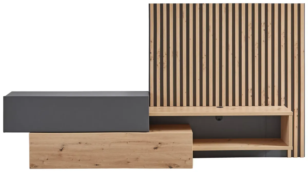 FLEKSIBILNI REGAL ZA SOBU siva, hrast artisan