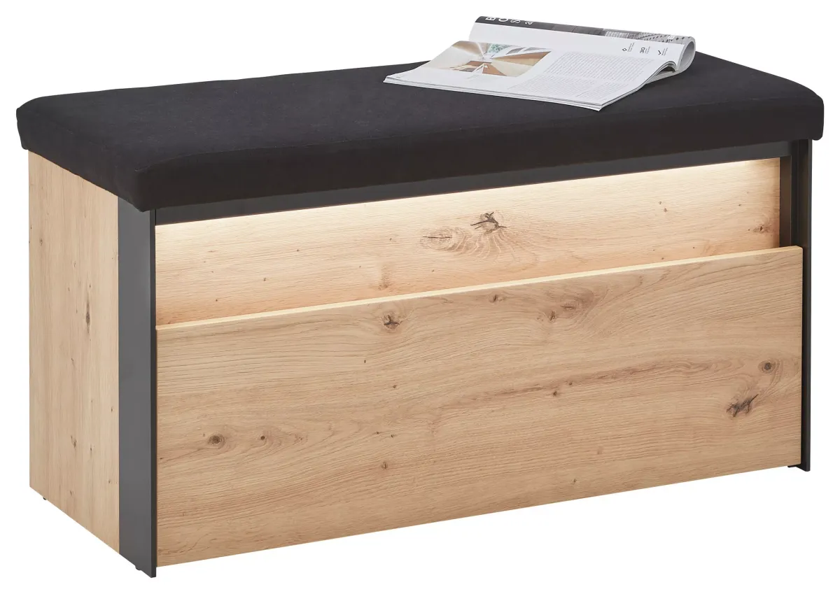 KLUPA ZA PREDSOBLJE crna, hrast artisan pločasti materijal