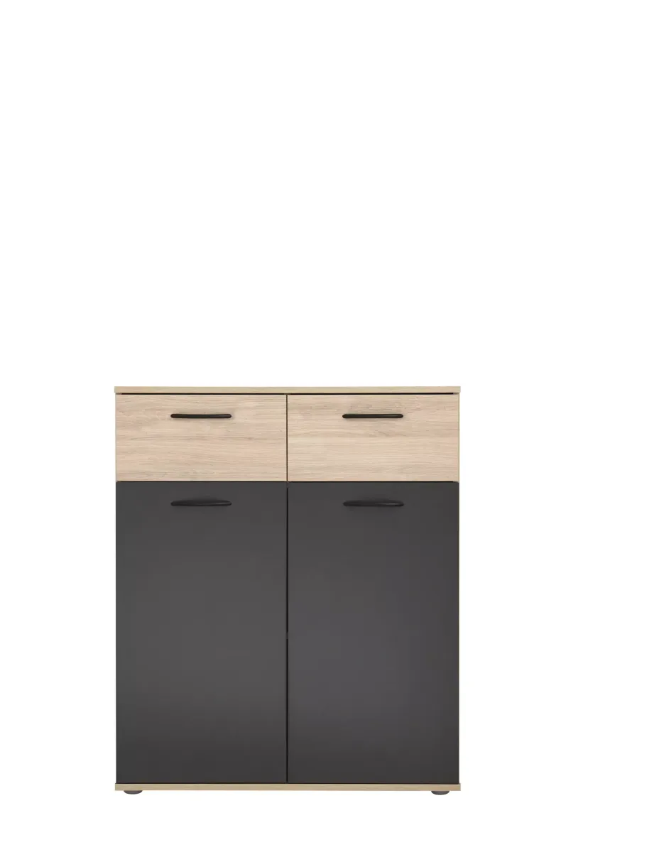KOMODA 80/95/38 cm grafitno siva, boja hrasta