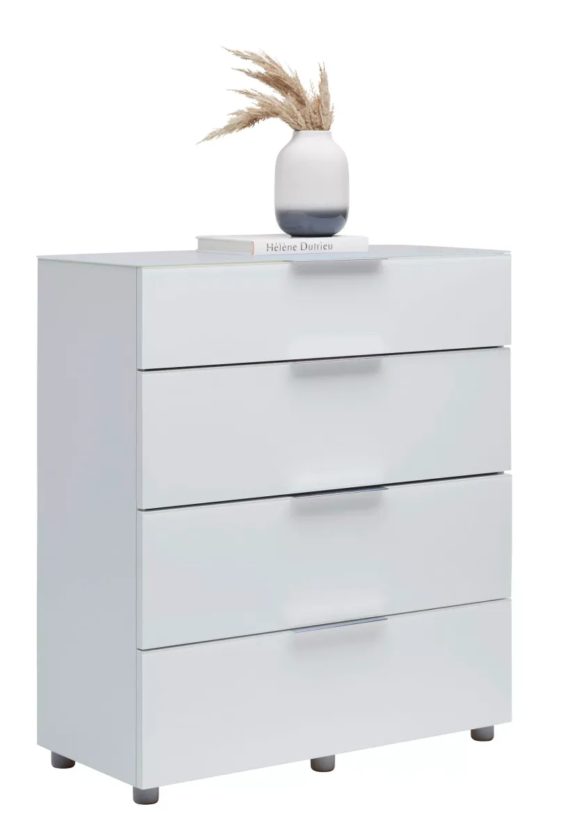 KOMODA 90/101/40 cm bela visoki sjaj