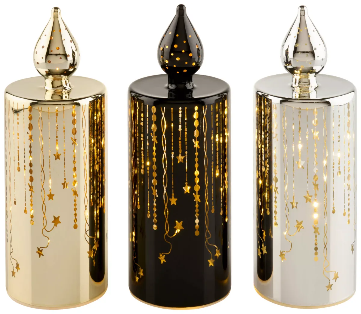 LED SVEĆA crna, srebrna, zlatna