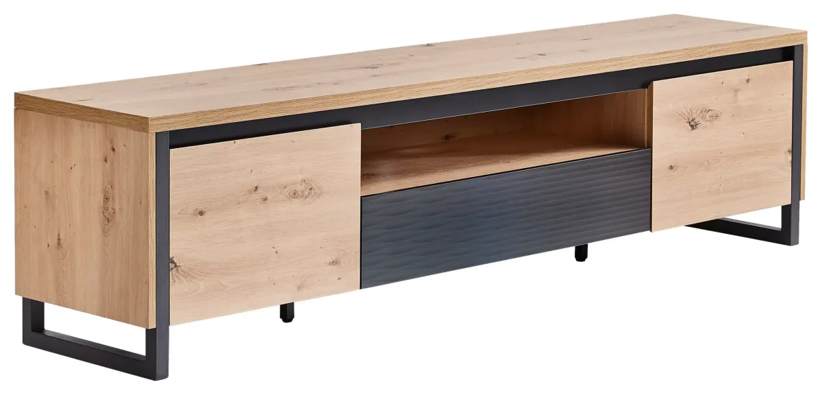NISKA KOMODA 188/48/40 cm crna, boja hrasta
