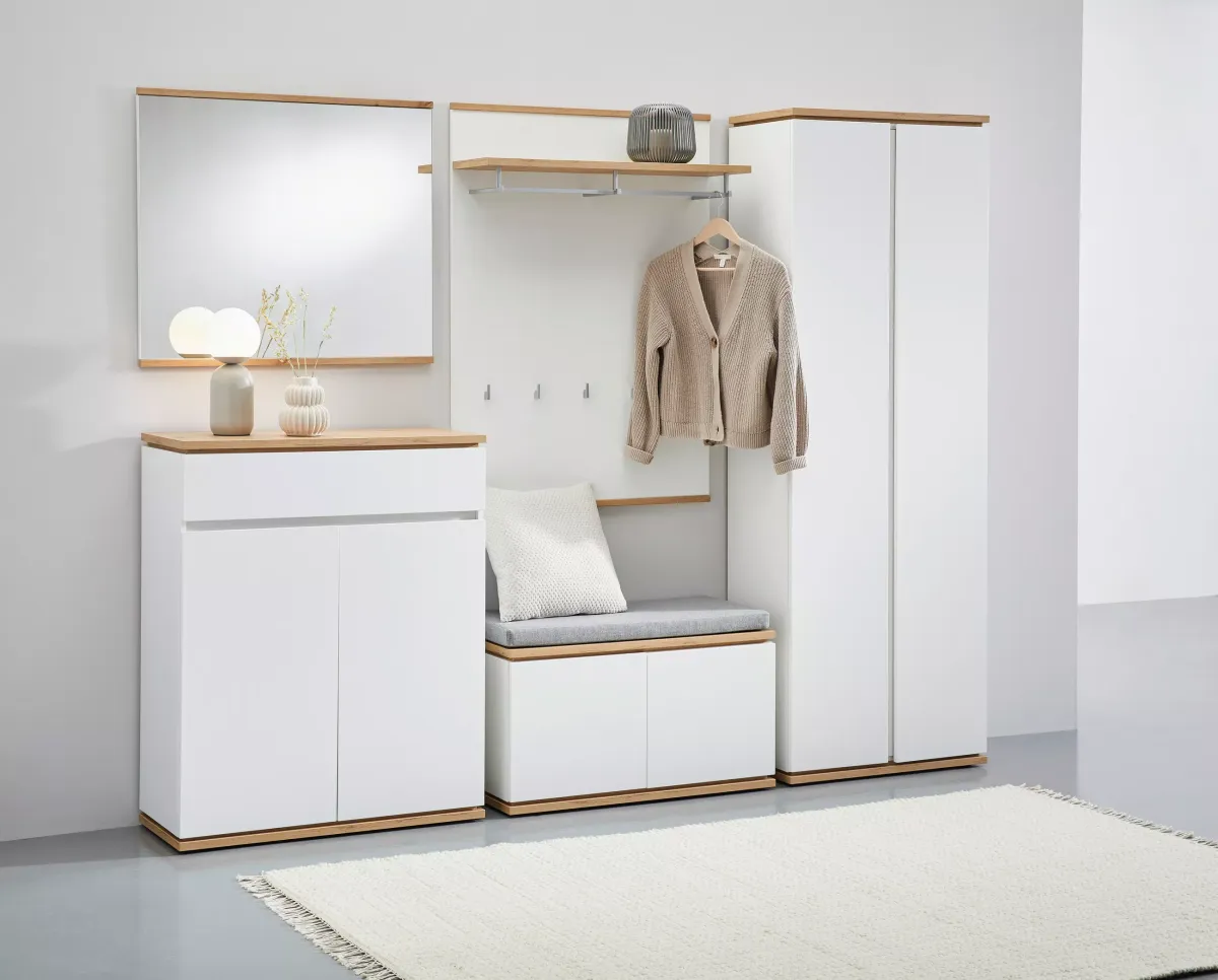 PANEL ZA ODLAGANJE KAPUTA bela, hrast artisan pločasti materijal