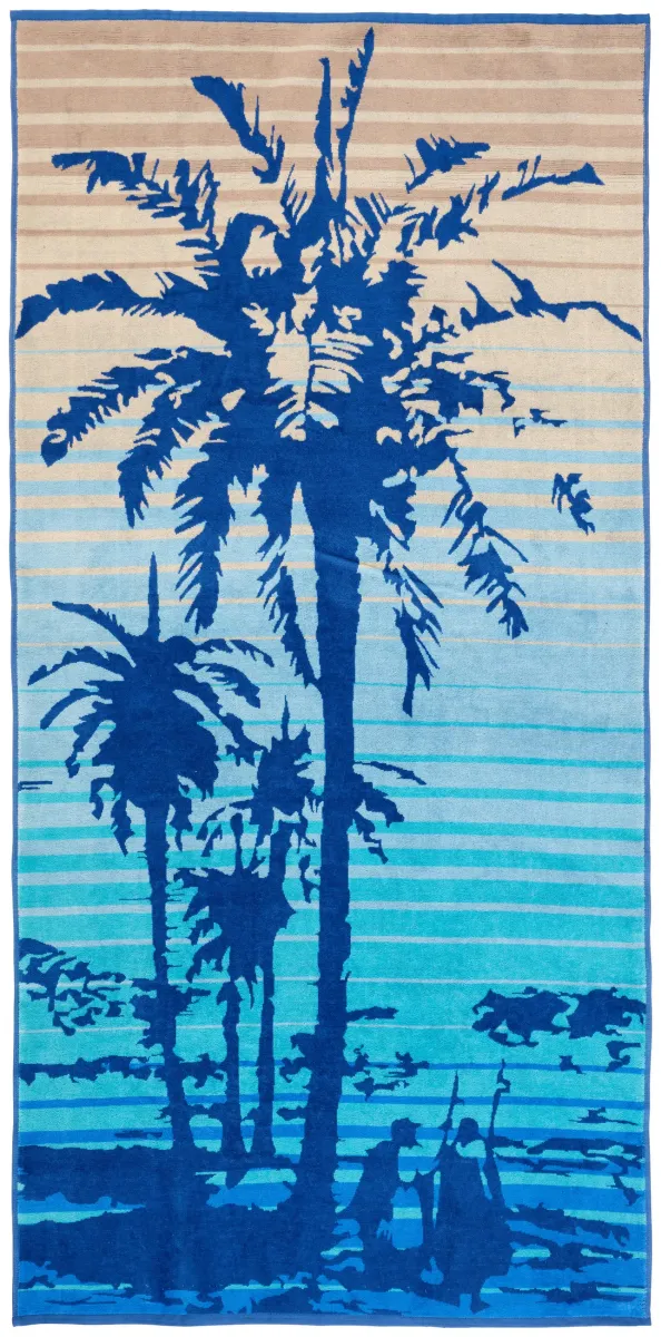 PEŠKIR ZA PLAŽU 90/180 cm , plava, bež