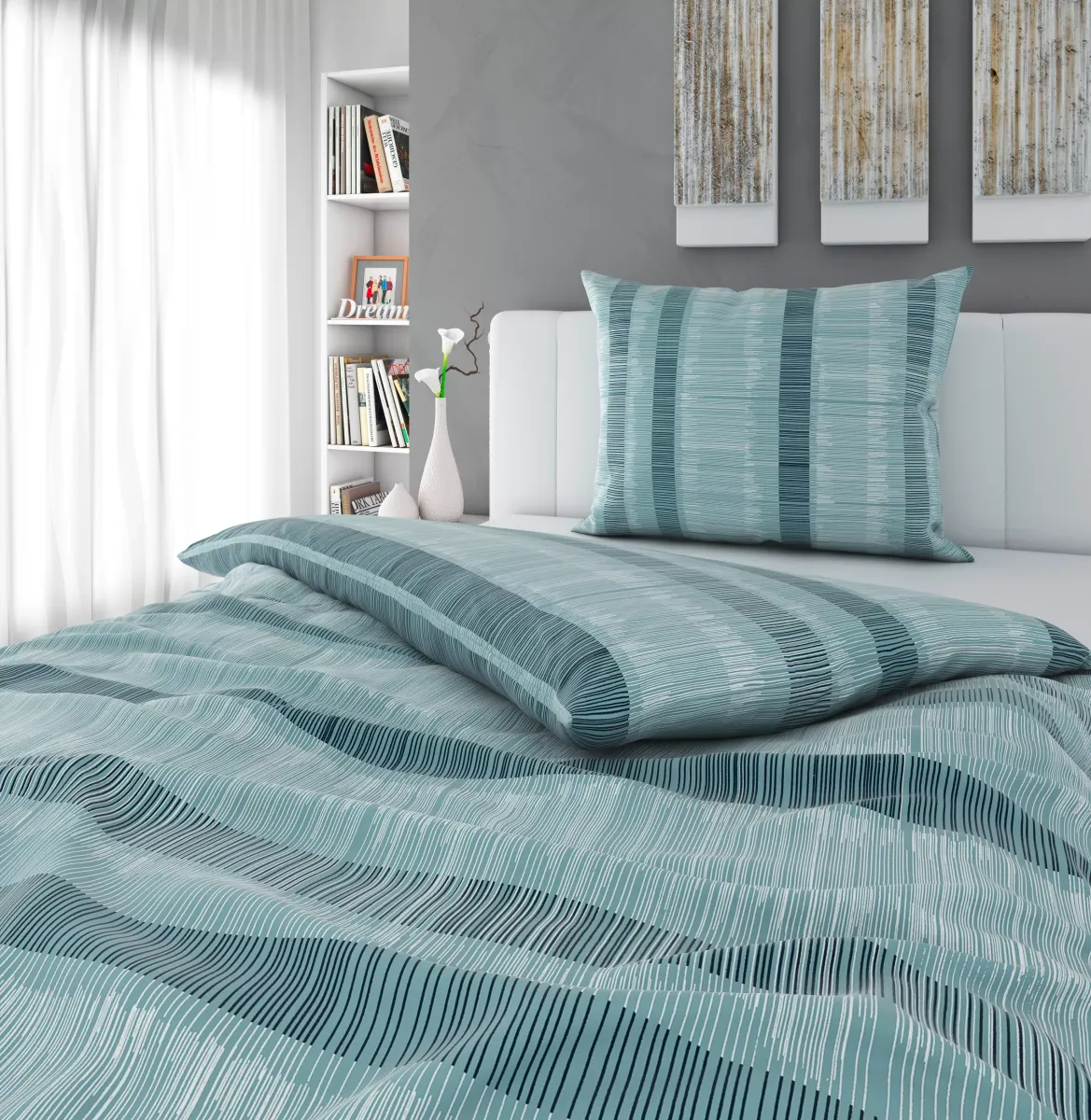POSTELJINA DALIA 140/200 cm saten plava