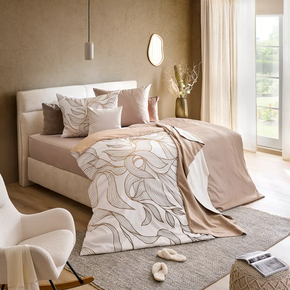 POSTELJINA SA DVA LICA CALM LIVING 140/200 cm saten bež