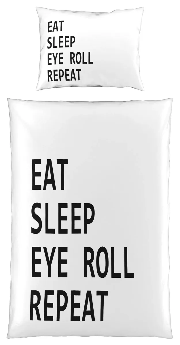 POSTELJINA SA DVA LICA Eat & Sleep 140/200 cm saten bela