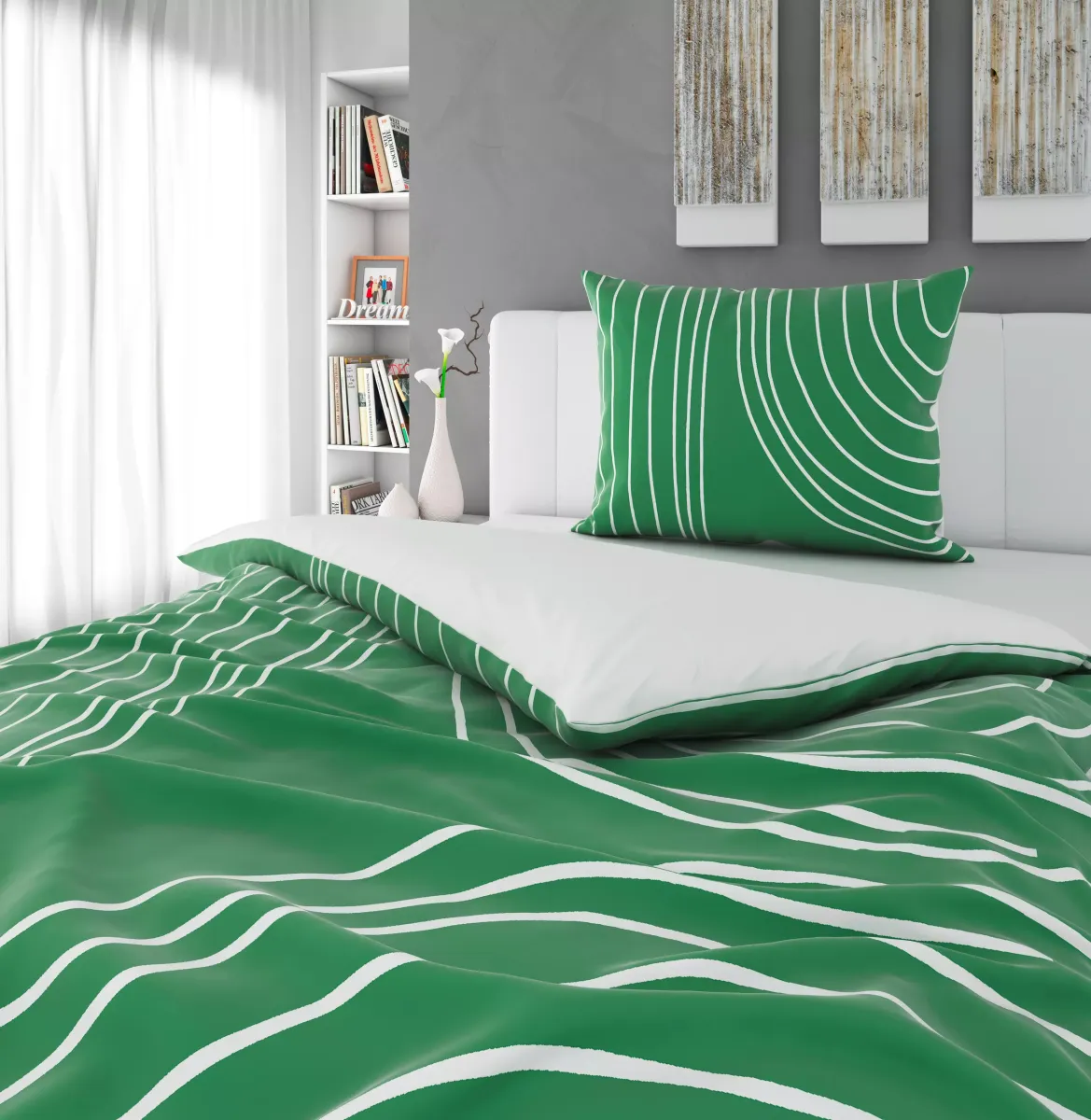 POSTELJINA SA DVA LICA EMERALD 140/200 cm saten žad zelena