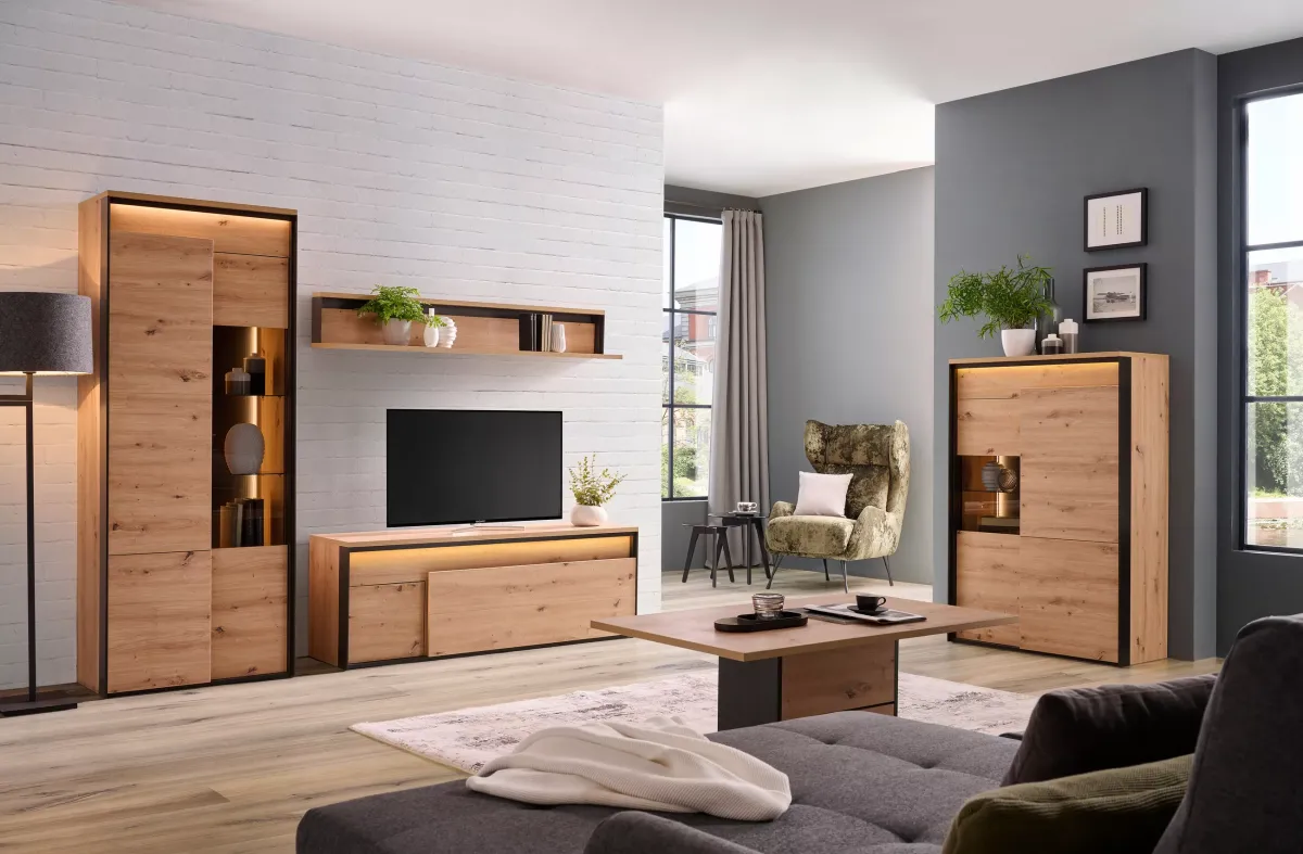 TV KOMODA crna, hrast artisan