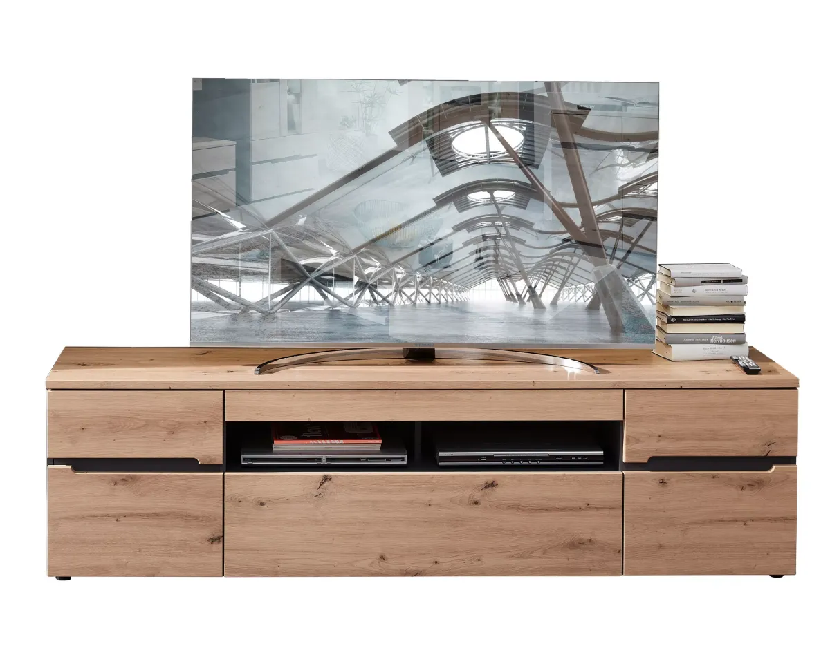 TV KOMODA grafitno siva, hrast artisan