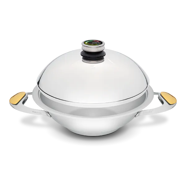 Zepter cookware for cooking without fat and water - Wok with lid 4.5 l Ø 30 cm, 2 handles