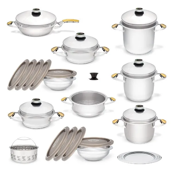 Zepter Grande cookware set - pots for cooking without fat and water and in the pyramid system