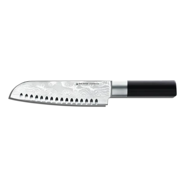 Zepter knife Absolute ML - Santoku kitchen knife, chef's knife, handcrafted from Japanese Damascus steel, Felix Solignen, 19 cm blade