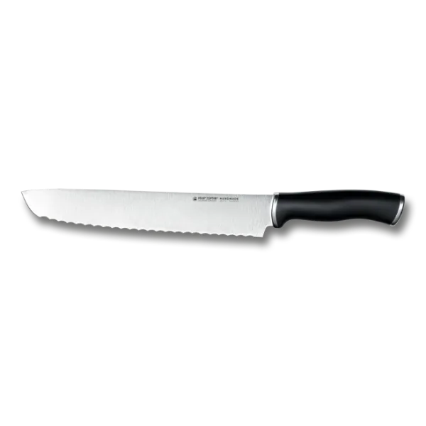 Zepter knife Resolute - kitchen bread knife, handcrafted from Japanese Damascus steel, made by Felix Solignen, blade length 24 cm